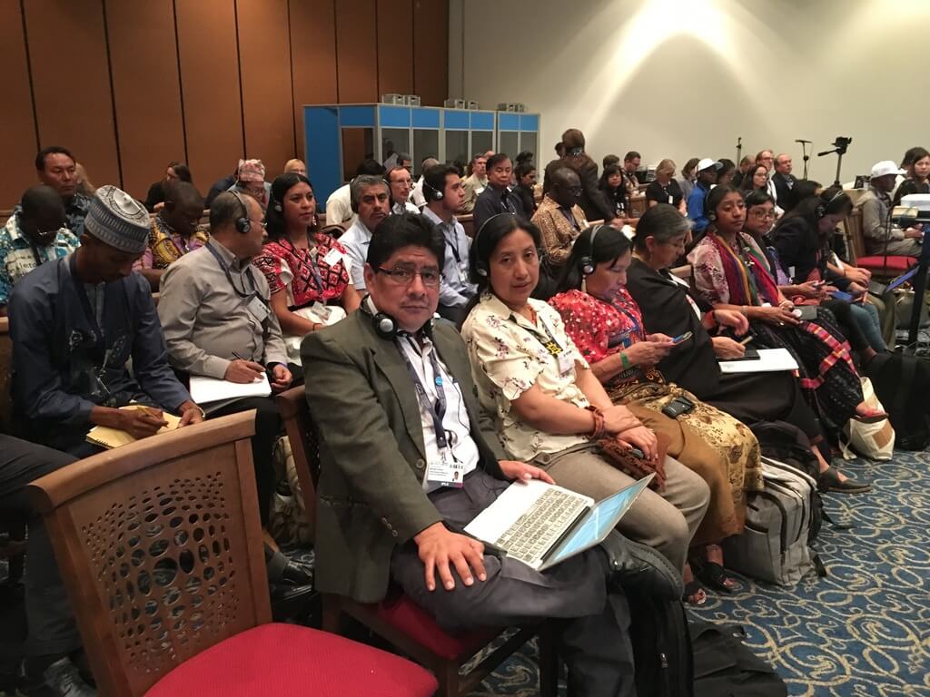 Representantes de Pueblos Indígenas reunidos en la Conferencia de Diversidad Biológica COP14, en Sharm El-Sheikh, Egipto.